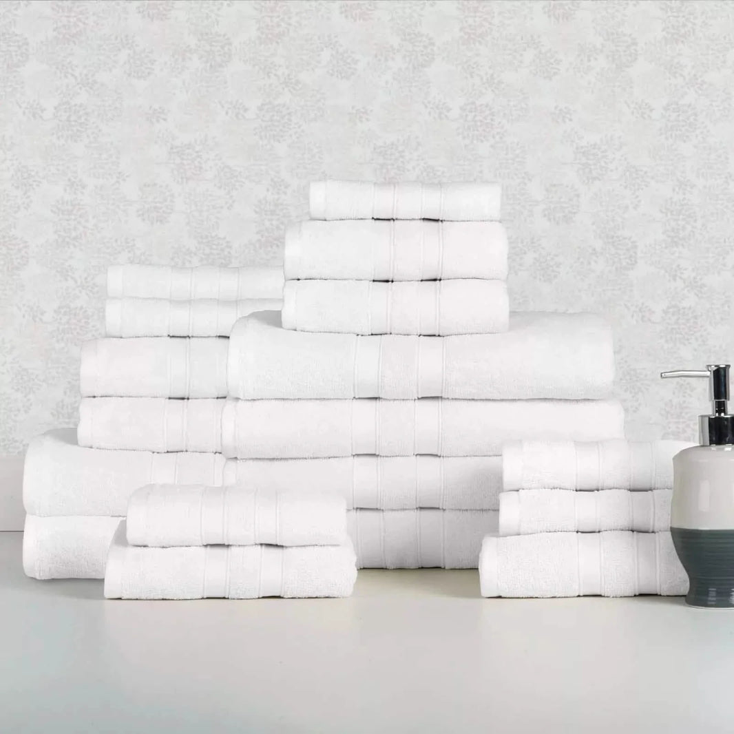 18-Piece Set: Bibb Home `Egyptian Cotton Towel Set-18-Piece Set: Bibb Home `Egyptian Cotton Towel Set