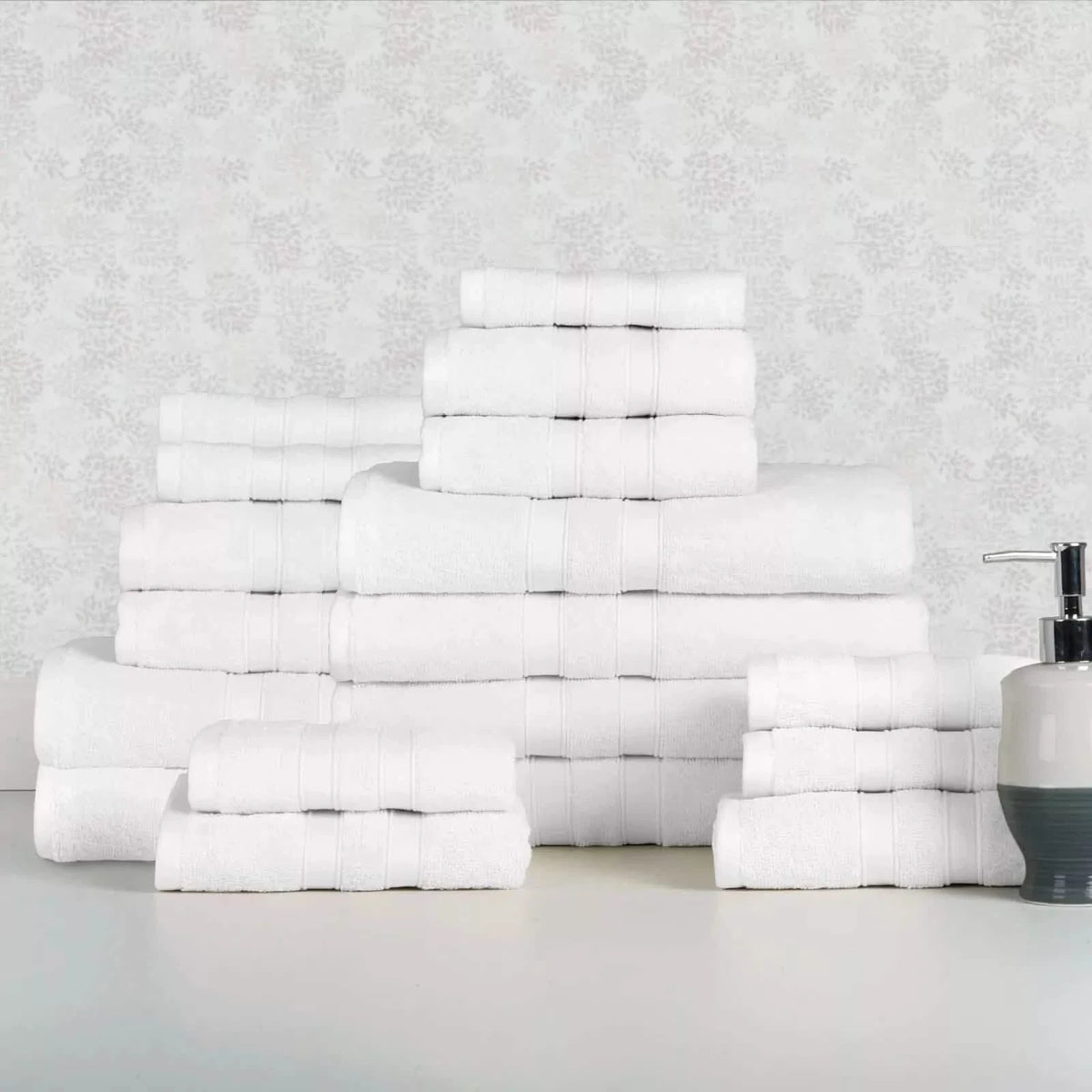 18-Piece Set: Bibb Home `Egyptian Cotton Towel Set-18-Piece Set: Bibb Home `Egyptian Cotton Towel Set