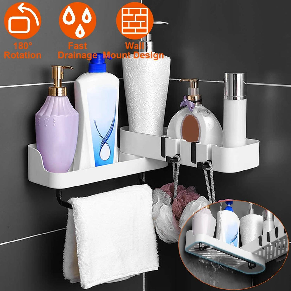 180° Rotatable Bathroom Corner Caddy Shelf-180° Rotatable Bathroom Corner Caddy Shelf