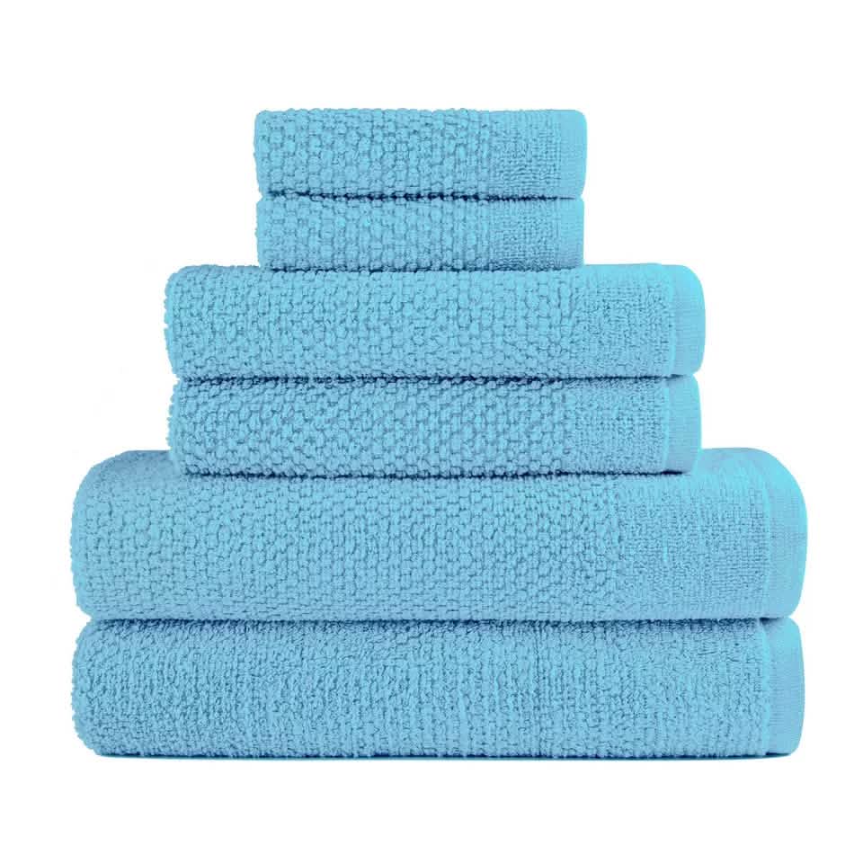 6-Piece: Dan River Popcorn Cotton Bath Towel Set-6-Piece: Dan River Popcorn Cotton Bath Towel Set