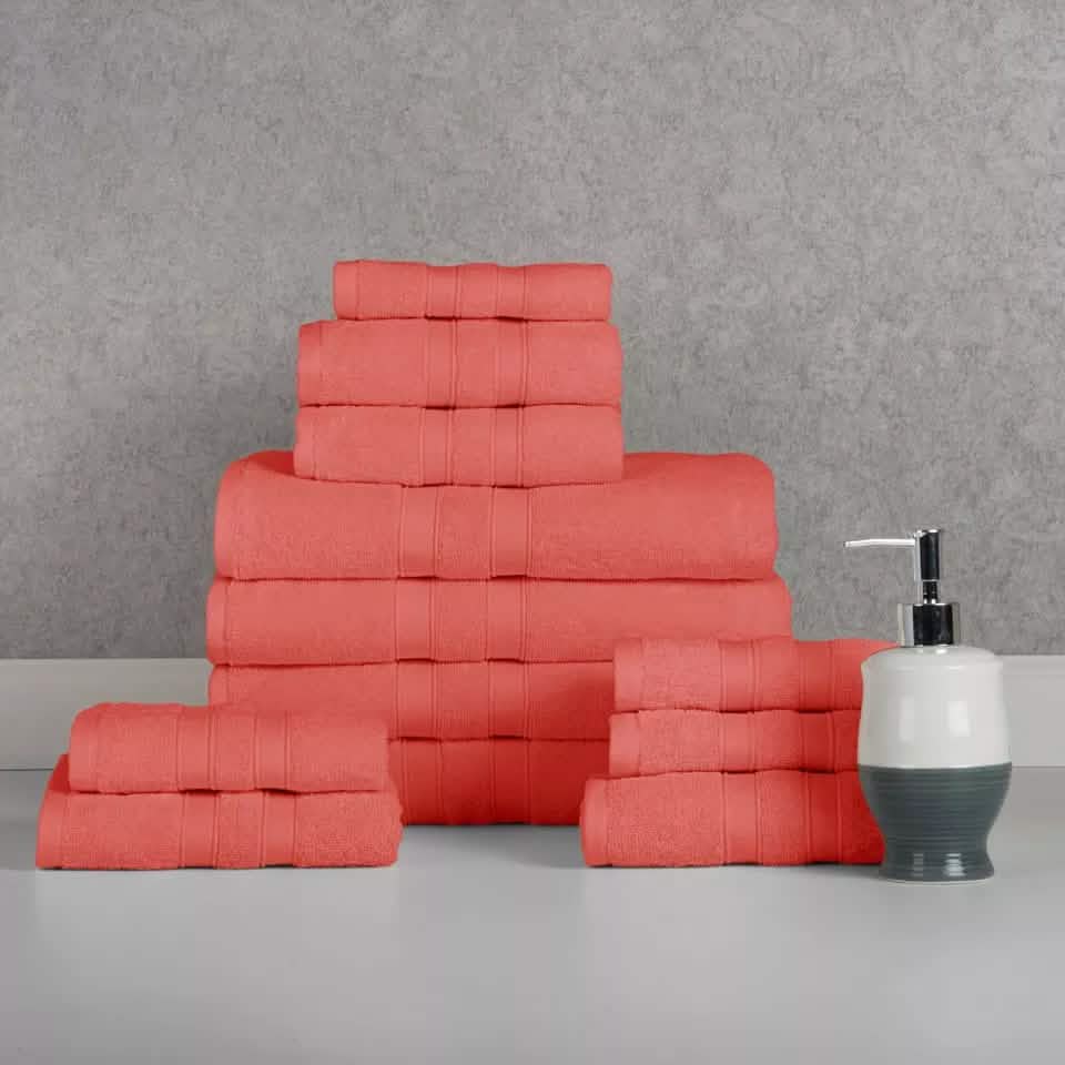 12-Piece: Bibb Home Egyptian Cotton Towel Set-12-Piece: Bibb Home Egyptian Cotton Towel Set