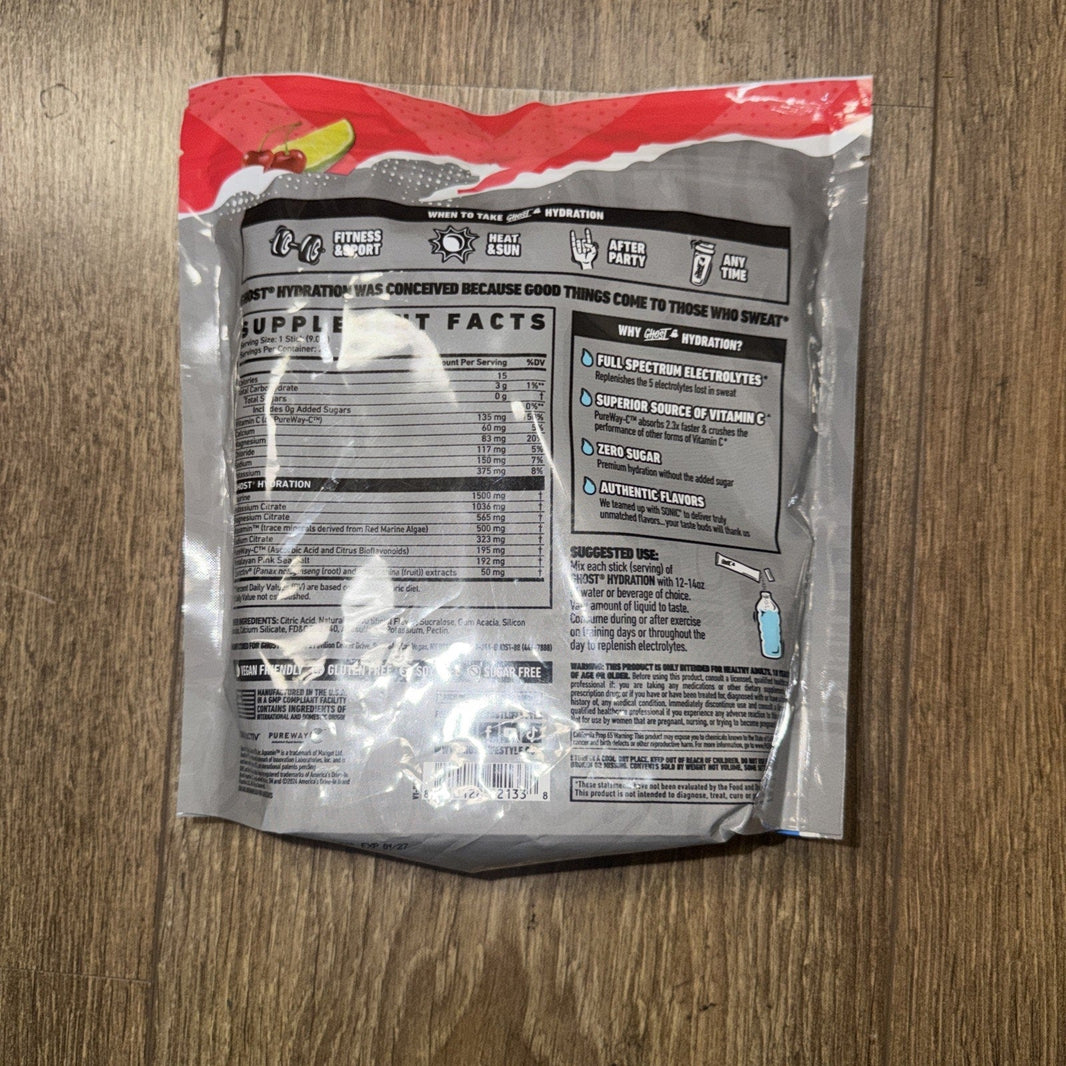 Ghost Hydration Sticks — Cherry Limeade, 216g (Best By 1/2027)-Ghost Hydration Sticks — Cherry Limeade, 216g (Best By 1/2027)