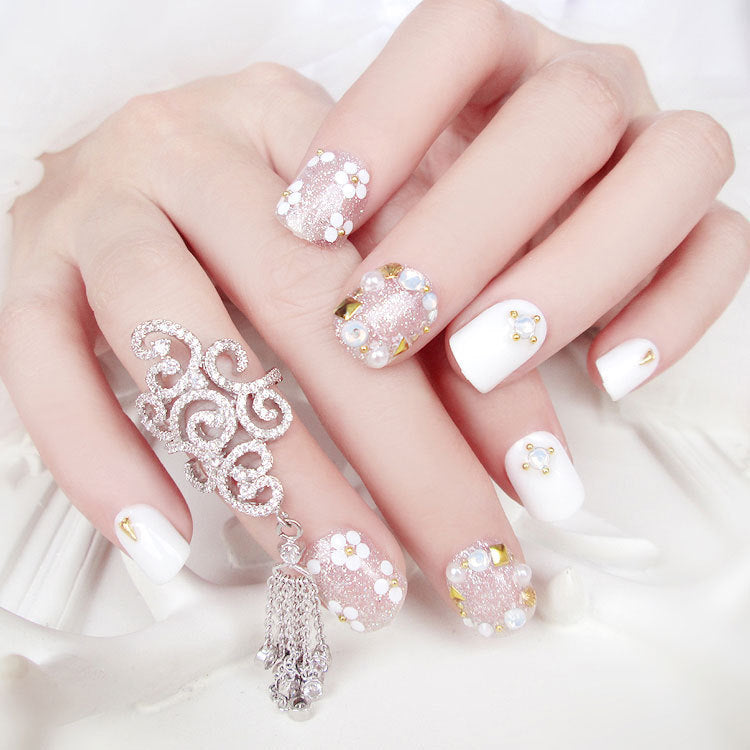 Finished Nail Art Magazine Style Beautiful Bride Fake Nails-42f2a1f1c4ec5b49a60a71a0c3eff856