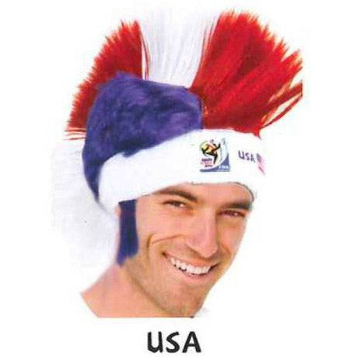 USA World Cup Soccer Mohawk Wig 25-Count Case Pack – Official FIFA Licensed Retro Fan Gear-USA World Cup Soccer Mohawk Wig 25-Count Case Pack – Official FIFA Licensed Retro Fan Gear