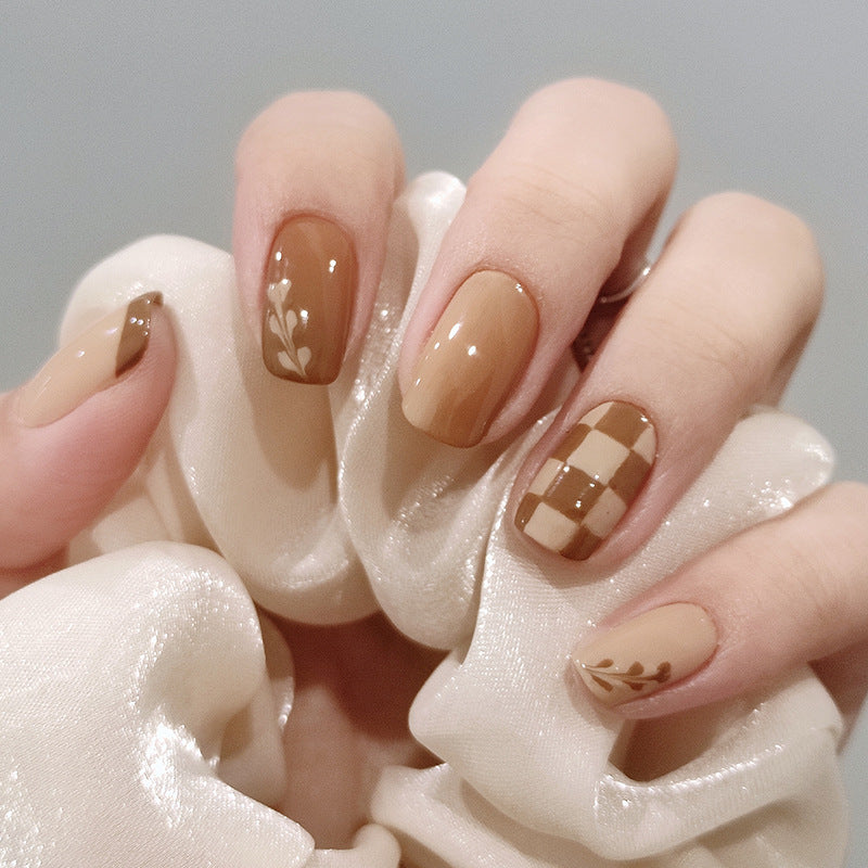 Kurixiang Latte Pull Wearing Nail Nail Patch Nail Patch-75a4dcb0841ee0803a3ea31abcc7dda8