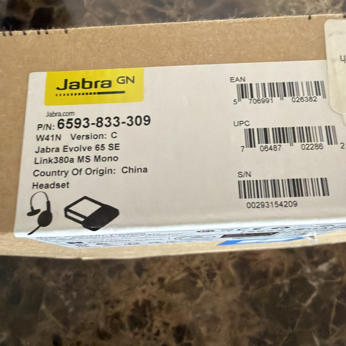 Jabra Evolve 65 SE Mono Wireless Headset with Bluetooth and Noise Cancelling Mic-Jabra Evolve 65 SE Mono Wireless Headset with Bluetooth and Noise Cancelling Mic