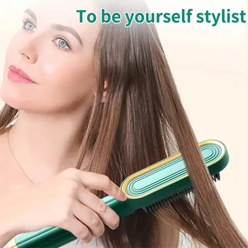 2-in-1 Electric Hair Straightener Brush Curling Comb-2-in-1 Electric Hair Straightener Brush Curling Comb