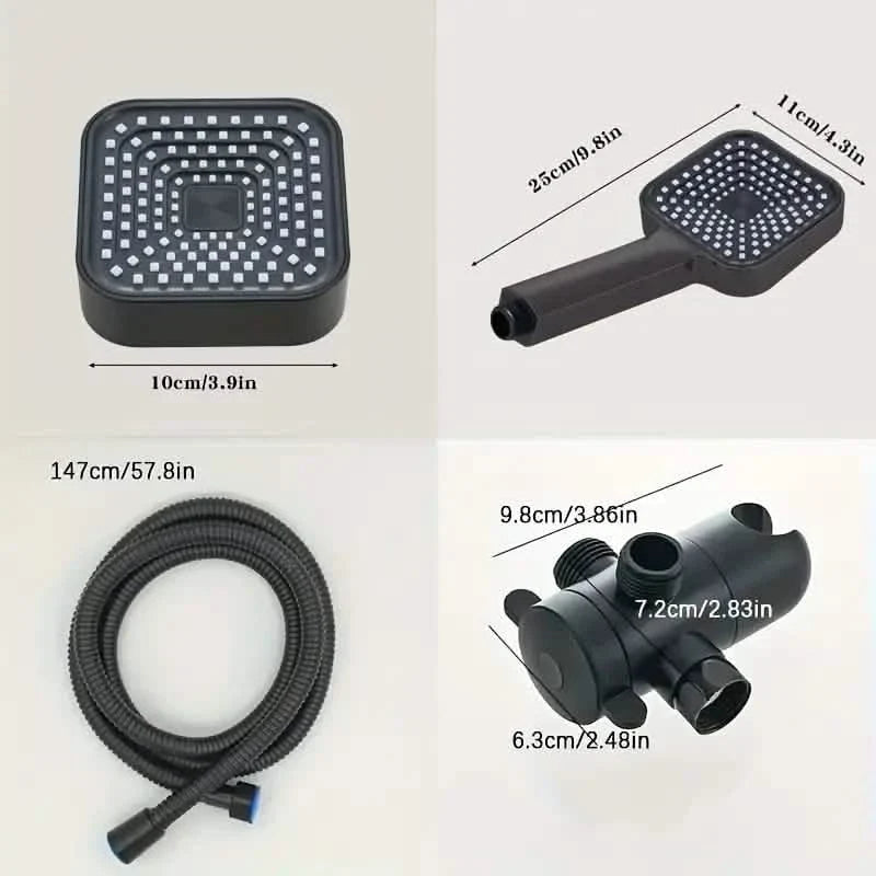 2-in-1 Handheld & Rainfall Shower Head Set with Long Hose and T-Valve-2-in-1 Handheld & Rainfall Shower Head Set with Long Hose and T-Valve
