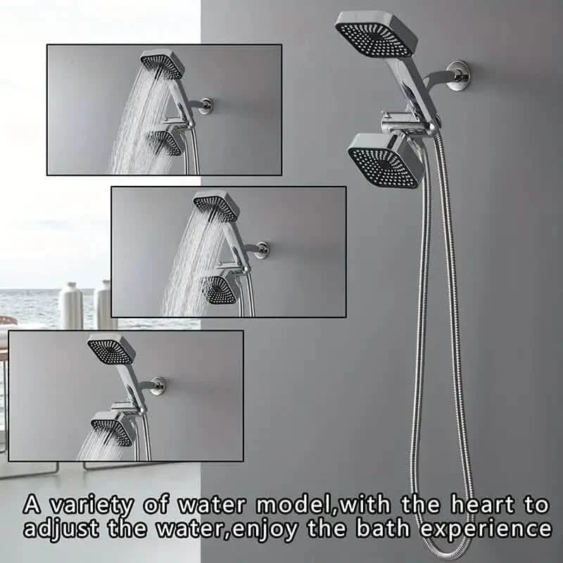 2-in-1 Handheld & Rainfall Shower Head Set with Long Hose and T-Valve-2-in-1 Handheld & Rainfall Shower Head Set with Long Hose and T-Valve