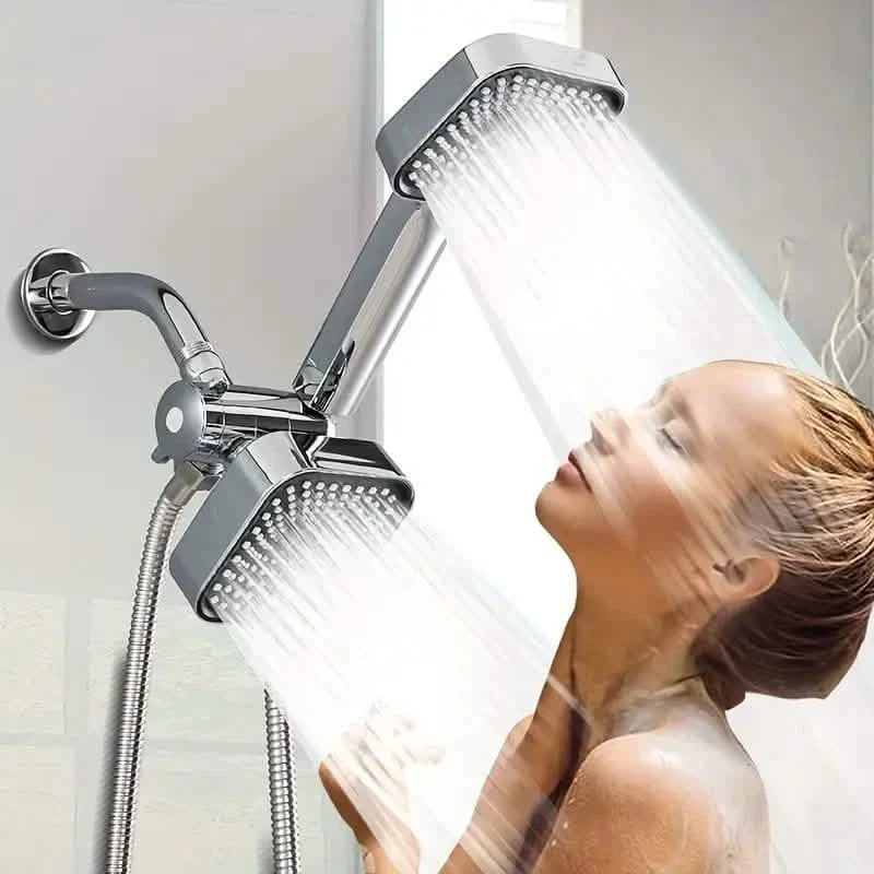 2-in-1 Handheld & Rainfall Shower Head Set with Long Hose and T-Valve-2-in-1 Handheld & Rainfall Shower Head Set with Long Hose and T-Valve