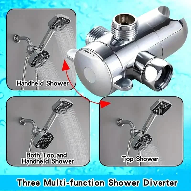 2-in-1 Handheld & Rainfall Shower Head Set with Long Hose and T-Valve-2-in-1 Handheld & Rainfall Shower Head Set with Long Hose and T-Valve