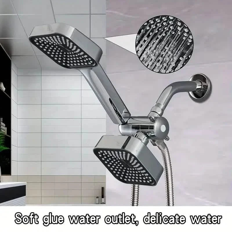 2-in-1 Handheld & Rainfall Shower Head Set with Long Hose and T-Valve-2-in-1 Handheld & Rainfall Shower Head Set with Long Hose and T-Valve