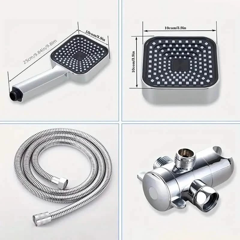 2-in-1 Handheld & Rainfall Shower Head Set with Long Hose and T-Valve-2-in-1 Handheld & Rainfall Shower Head Set with Long Hose and T-Valve