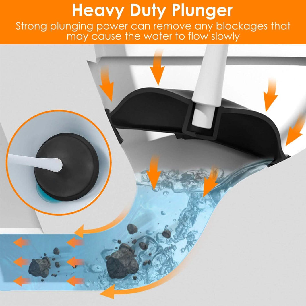 2-in-1 Toilet Plunger and Brush Combo Set with Ventilated Holder-2-in-1 Toilet Plunger and Brush Combo Set with Ventilated Holder