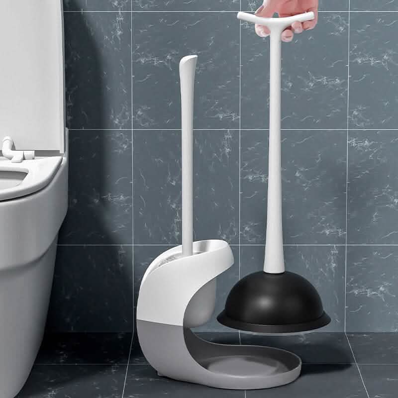 2-in-1 Toilet Plunger and Brush Combo Set with Ventilated Holder-2-in-1 Toilet Plunger and Brush Combo Set with Ventilated Holder