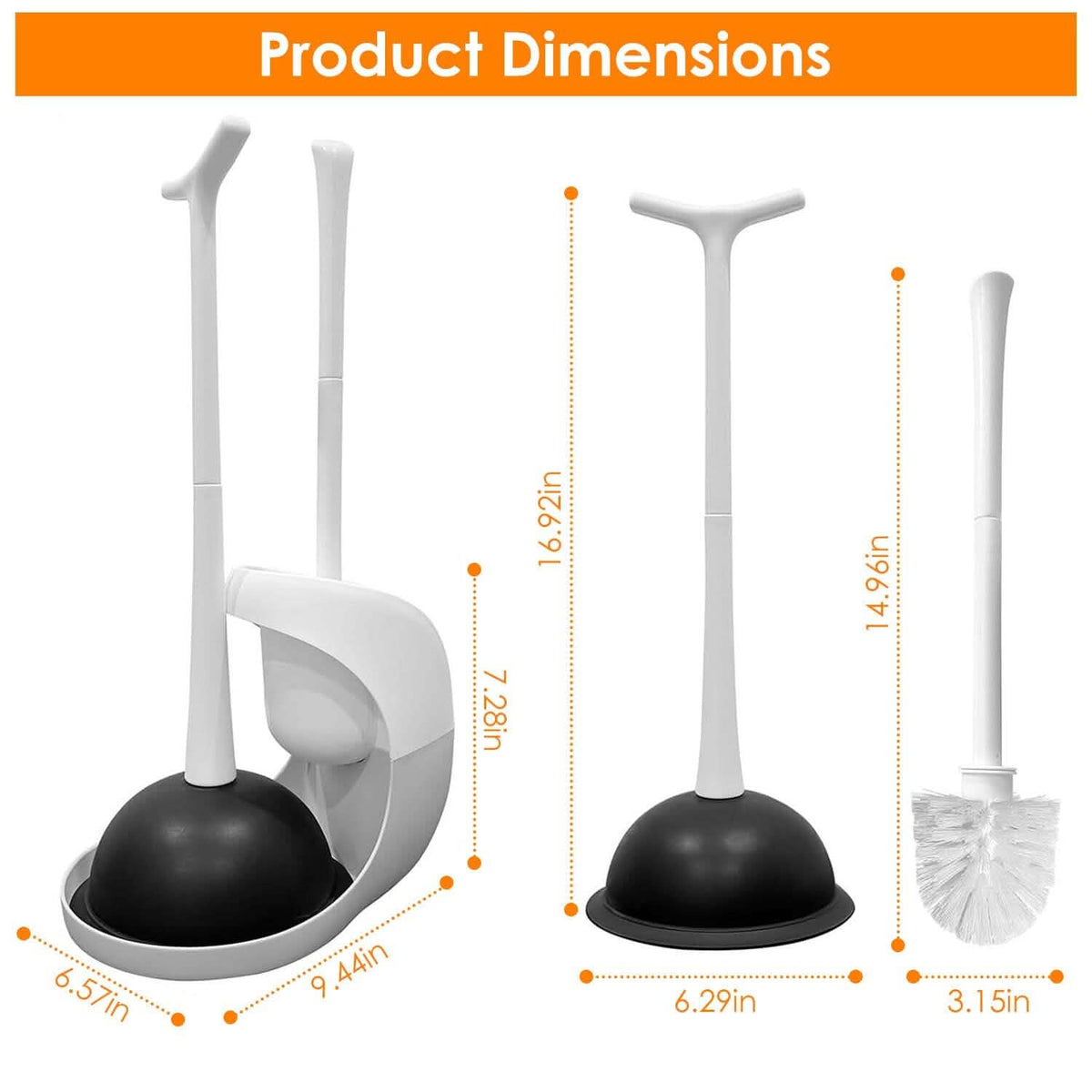 2-in-1 Toilet Plunger and Brush Combo Set with Ventilated Holder-2-in-1 Toilet Plunger and Brush Combo Set with Ventilated Holder