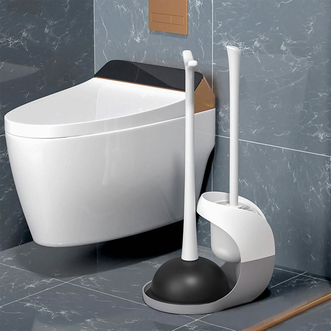 2-in-1 Toilet Plunger and Brush Combo Set with Ventilated Holder-2-in-1 Toilet Plunger and Brush Combo Set with Ventilated Holder