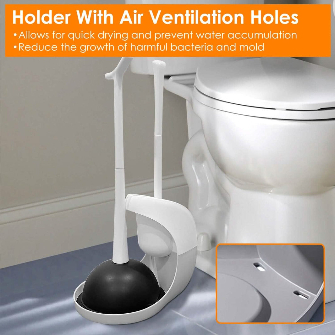 2-in-1 Toilet Plunger and Brush Combo Set with Ventilated Holder-2-in-1 Toilet Plunger and Brush Combo Set with Ventilated Holder