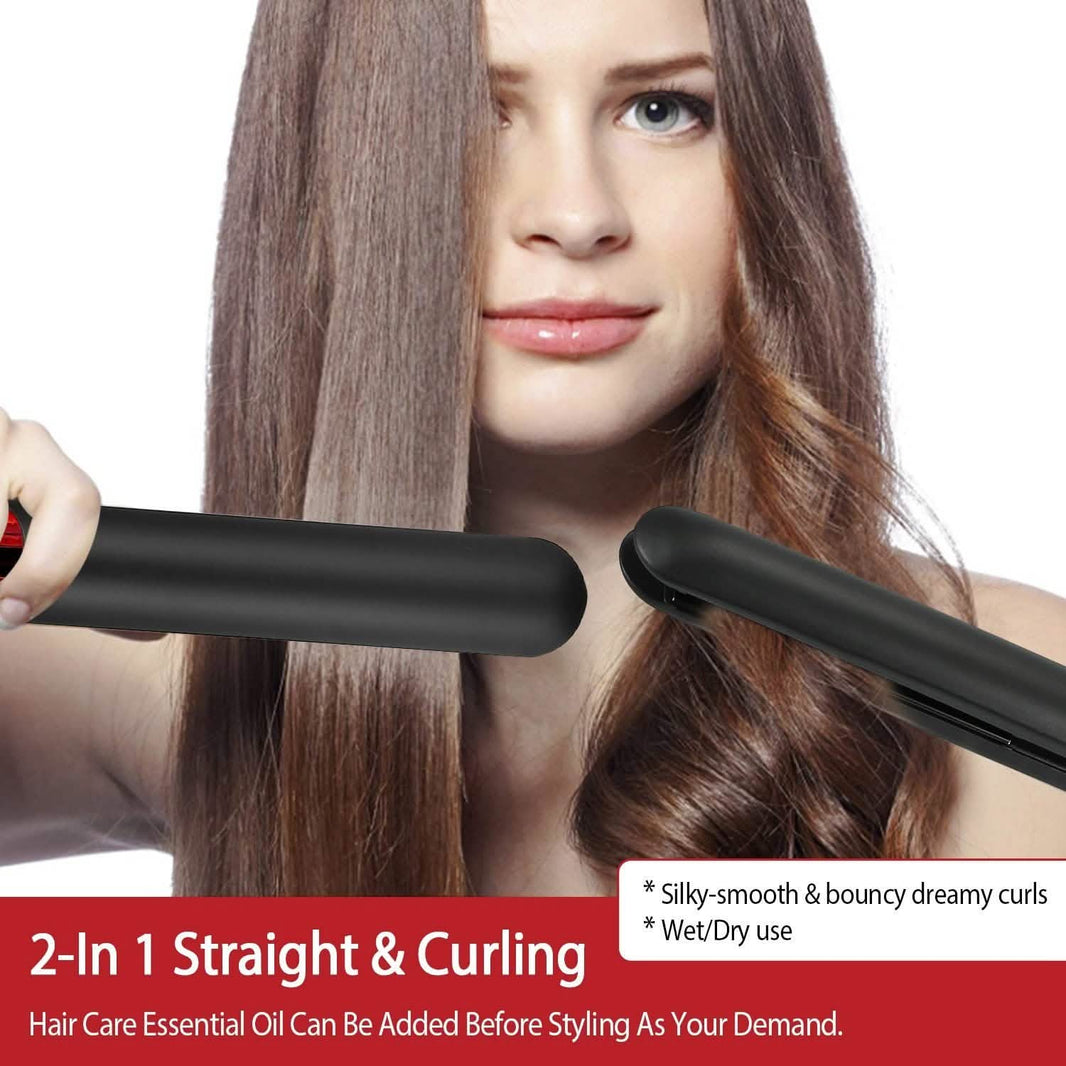2-in-1 Twist Hair Straightener Ceramic Plate Hair Curler with Temperature Adjust LCD Display-2-in-1 Twist Hair Straightener Ceramic Plate Hair Curler with Temperature Adjust LCD Display