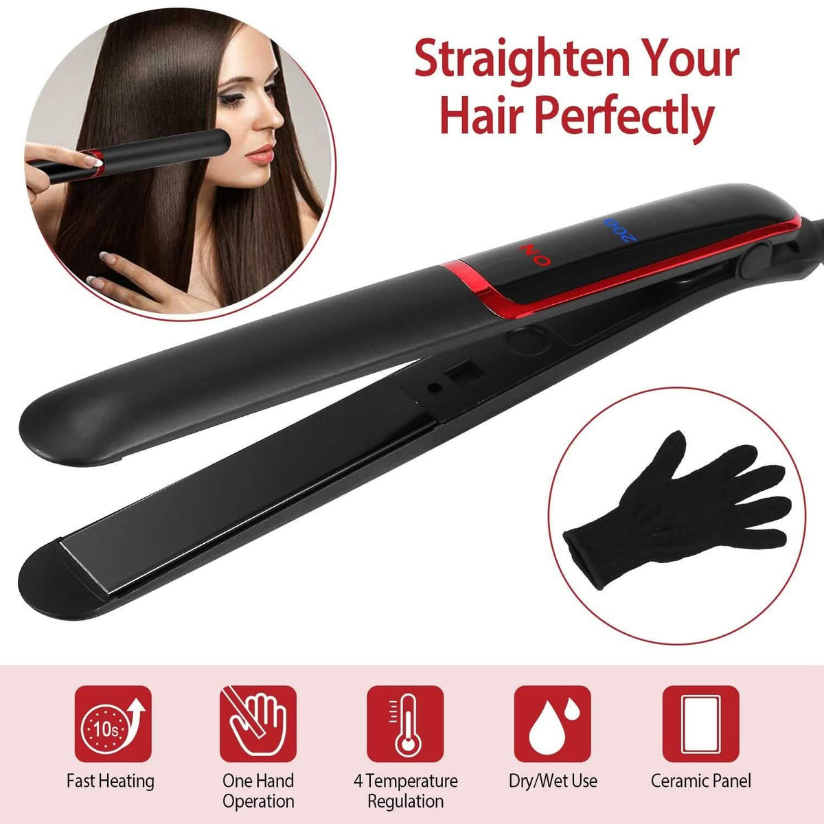 2-in-1 Twist Hair Straightener Ceramic Plate Hair Curler with Temperature Adjust LCD Display-2-in-1 Twist Hair Straightener Ceramic Plate Hair Curler with Temperature Adjust LCD Display