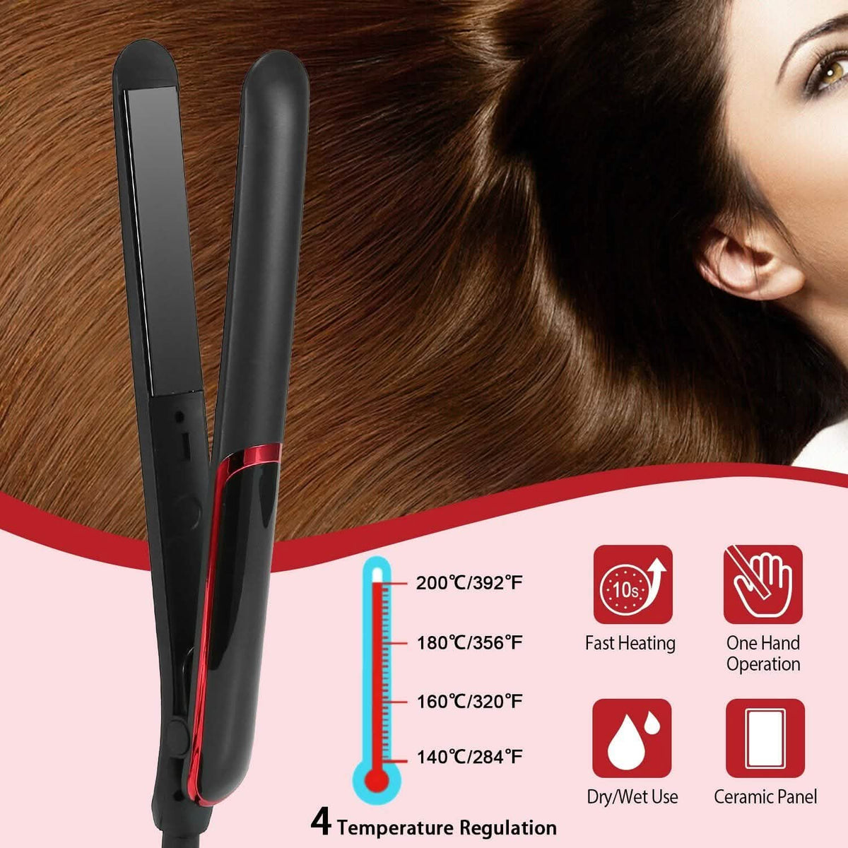 2-in-1 Twist Hair Straightener Ceramic Plate Hair Curler with Temperature Adjust LCD Display-2-in-1 Twist Hair Straightener Ceramic Plate Hair Curler with Temperature Adjust LCD Display