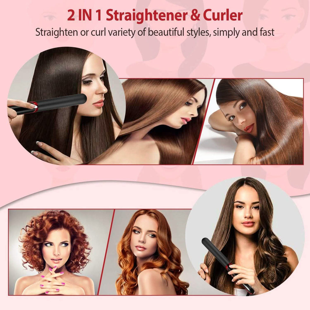 2-in-1 Twist Hair Straightener Ceramic Plate Hair Curler with Temperature Adjust LCD Display-2-in-1 Twist Hair Straightener Ceramic Plate Hair Curler with Temperature Adjust LCD Display