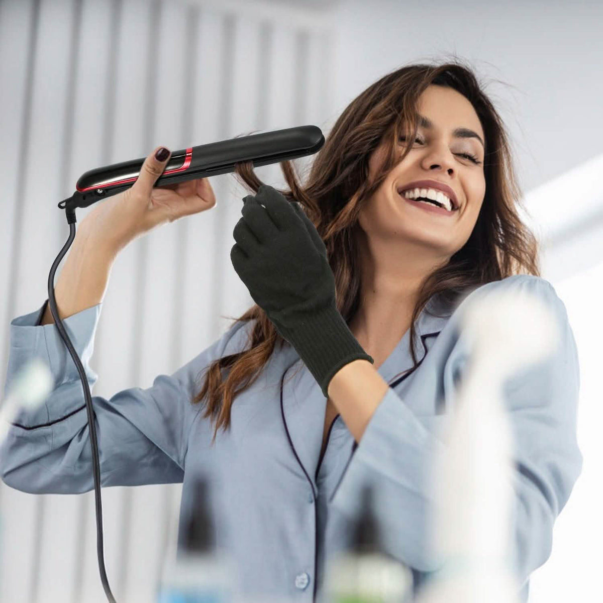2-in-1 Twist Hair Straightener Ceramic Plate Hair Curler with Temperature Adjust LCD Display-2-in-1 Twist Hair Straightener Ceramic Plate Hair Curler with Temperature Adjust LCD Display