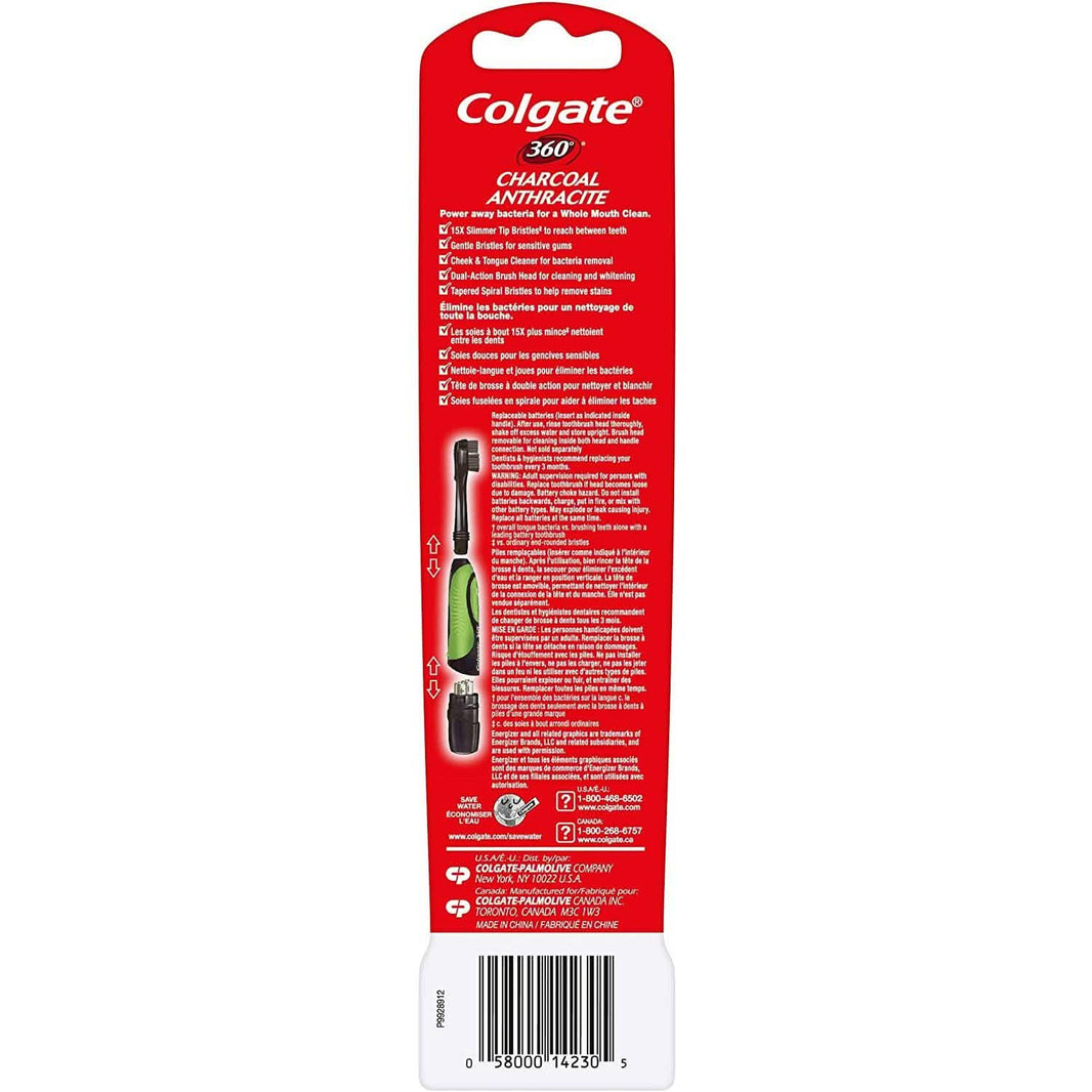 2-Pack: Colgate 360 Battery Powered Charcoal Toothbrush-2-Pack: Colgate 360 Battery Powered Charcoal Toothbrush