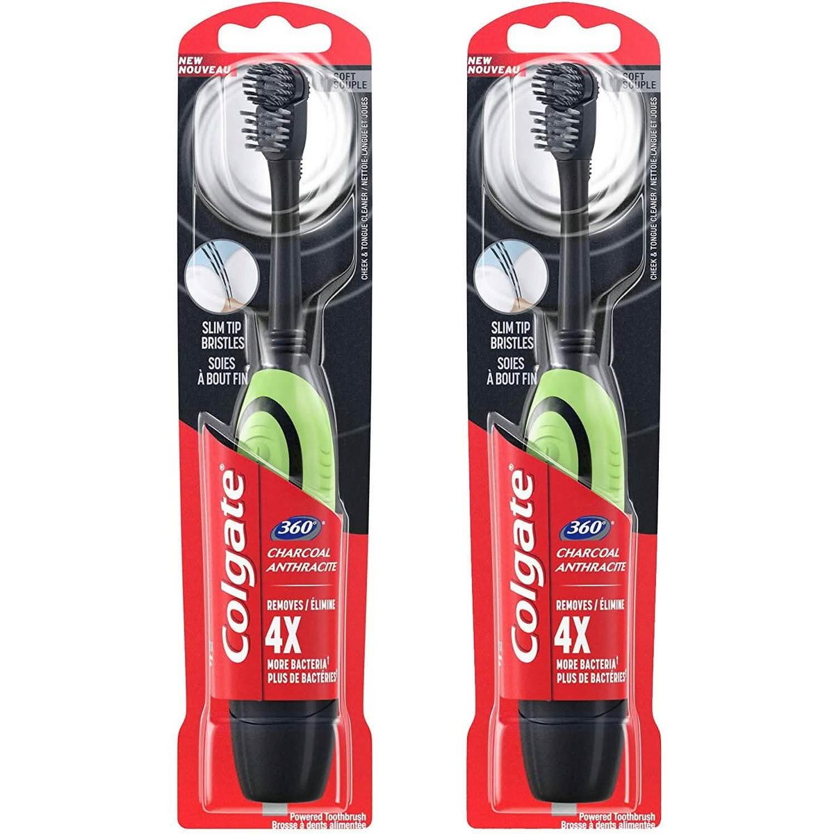 2-Pack: Colgate 360 Battery Powered Charcoal Toothbrush-2-Pack: Colgate 360 Battery Powered Charcoal Toothbrush
