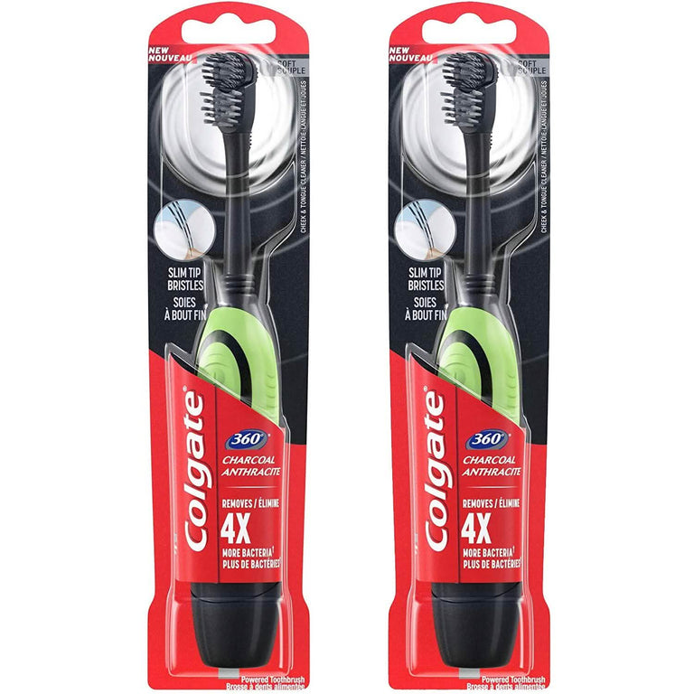 2-Pack: Colgate 360 Battery Powered Charcoal Toothbrush