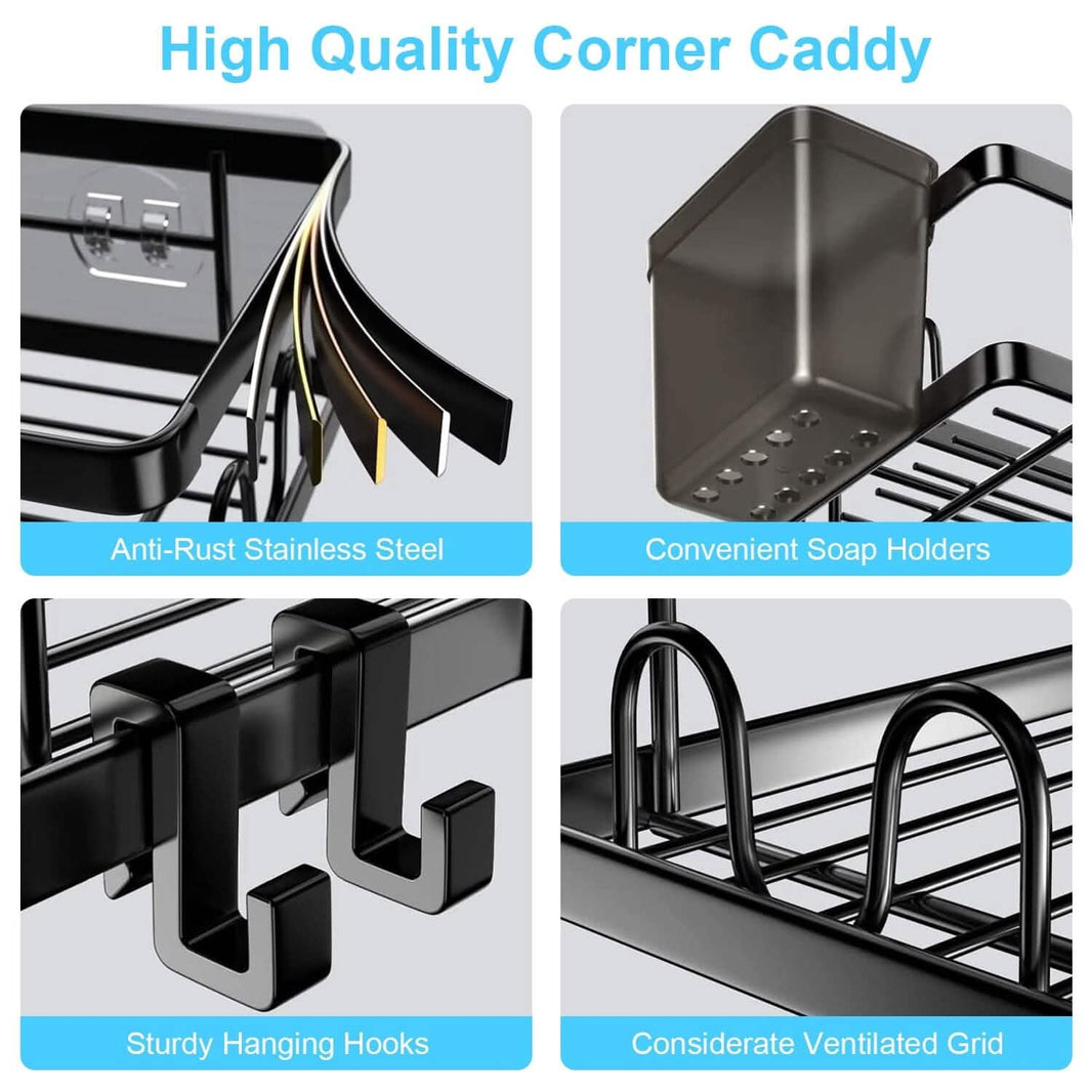 2-Pack: Corner Shower Caddy No Drilling Adhesive Shower Organizer-2-Pack: Corner Shower Caddy No Drilling Adhesive Shower Organizer