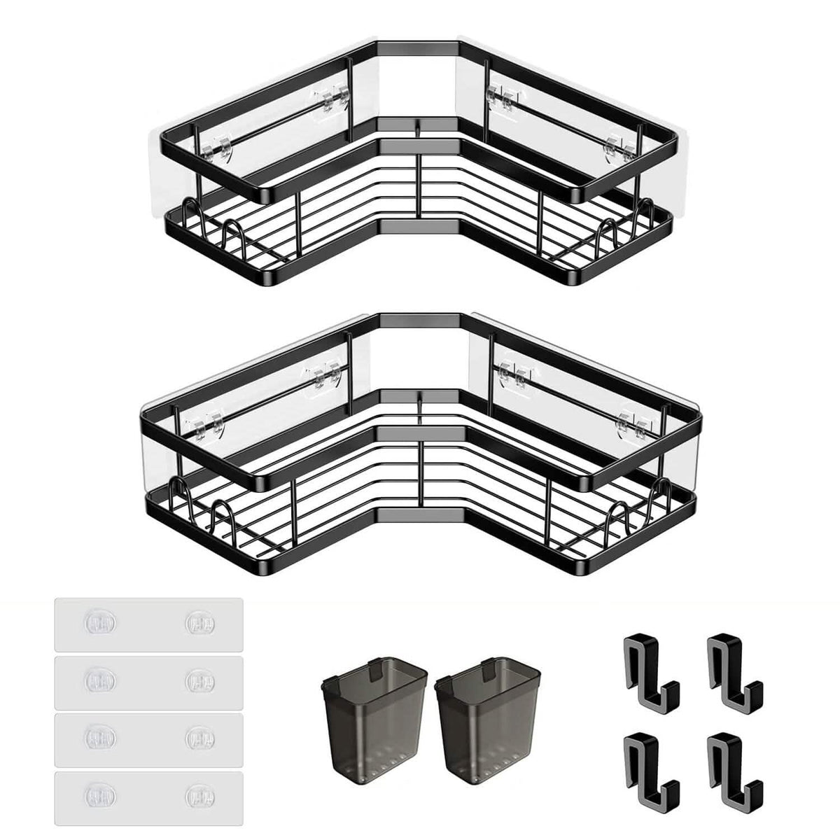 2-Pack: Corner Shower Caddy No Drilling Adhesive Shower Organizer-2-Pack: Corner Shower Caddy No Drilling Adhesive Shower Organizer