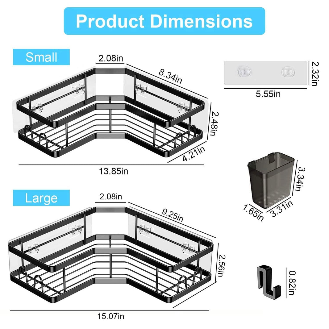 2-Pack: Corner Shower Caddy No Drilling Adhesive Shower Organizer-2-Pack: Corner Shower Caddy No Drilling Adhesive Shower Organizer