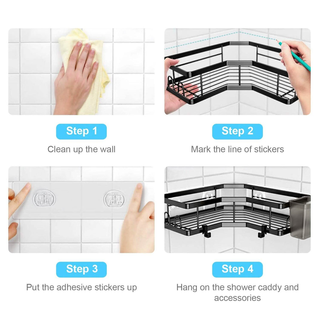 2-Pack: Corner Shower Caddy No Drilling Adhesive Shower Organizer-2-Pack: Corner Shower Caddy No Drilling Adhesive Shower Organizer
