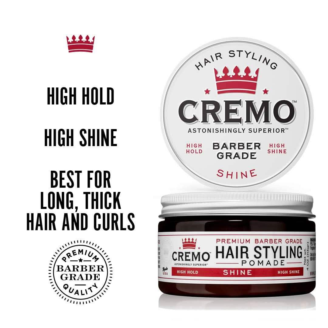 2-Pack: Cremo Premium Barber Grade Hair Styling Shine Pomade 4oz-2-Pack: Cremo Premium Barber Grade Hair Styling Shine Pomade 4oz