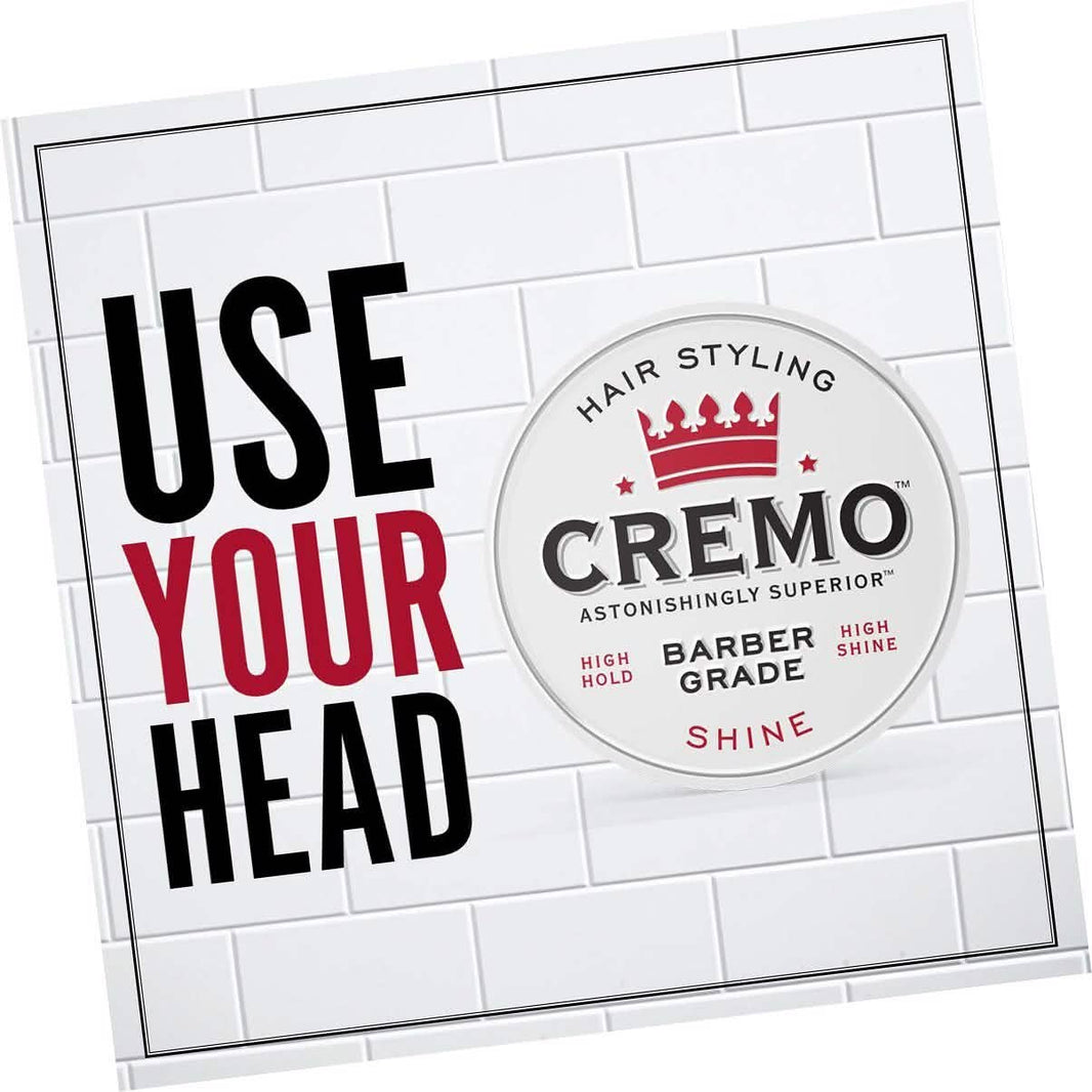 2-Pack: Cremo Premium Barber Grade Hair Styling Shine Pomade 4oz-2-Pack: Cremo Premium Barber Grade Hair Styling Shine Pomade 4oz