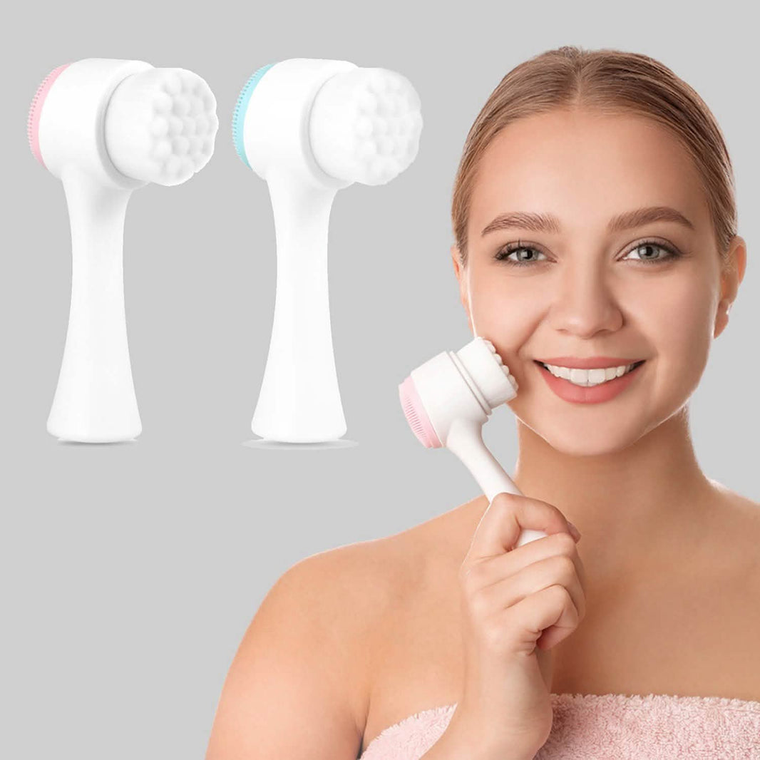 2-Pack: Dual Face Manual Facial Brush For Pore Cleansing And Exfoliating-2-Pack: Dual Face Manual Facial Brush For Pore Cleansing And Exfoliating