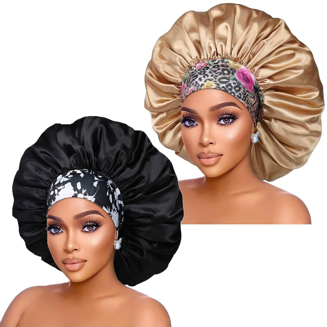 2-Pack: Extra Large Satin Bonnets for Sleeping-2-Pack: Extra Large Satin Bonnets for Sleeping