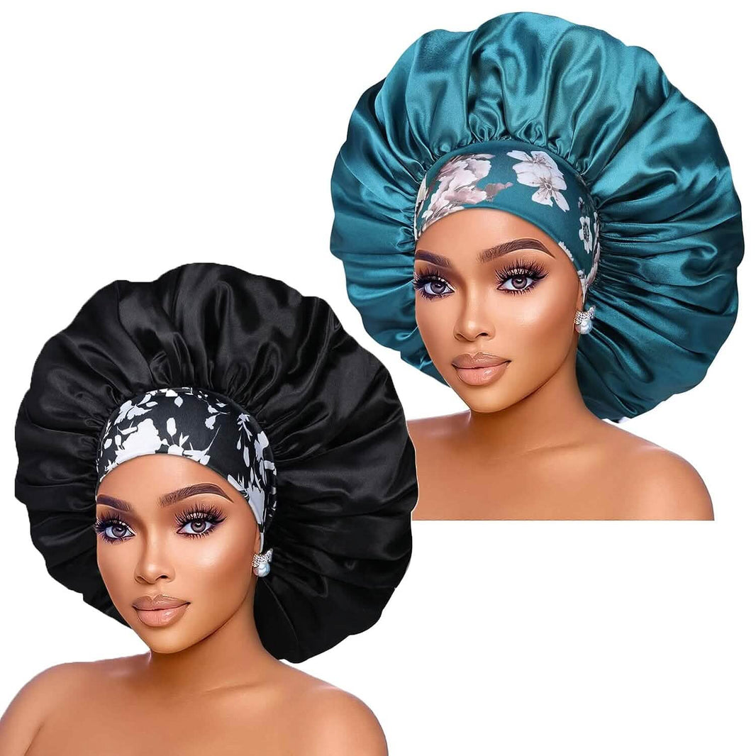 2-Pack: Extra Large Satin Bonnets for Sleeping-2-Pack: Extra Large Satin Bonnets for Sleeping