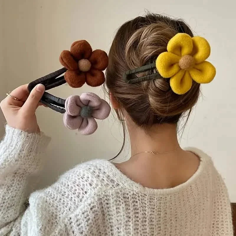2-Pack: Gorgeous Plush Flower Hairpin-2-Pack: Gorgeous Plush Flower Hairpin