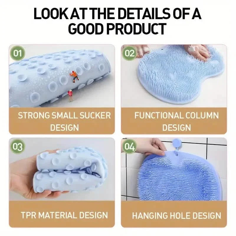 2-Pack: Non-Slip Foot & Back Scrubber with Exfoliating Cushion-2-Pack: Non-Slip Foot & Back Scrubber with Exfoliating Cushion