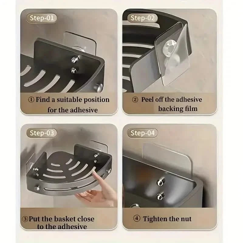 2-Tier: Rustproof Corner Shower Caddy, Adhesive Wall Mounted Shower Shelves No Drilling-2-Tier: Rustproof Corner Shower Caddy, Adhesive Wall Mounted Shower Shelves No Drilling