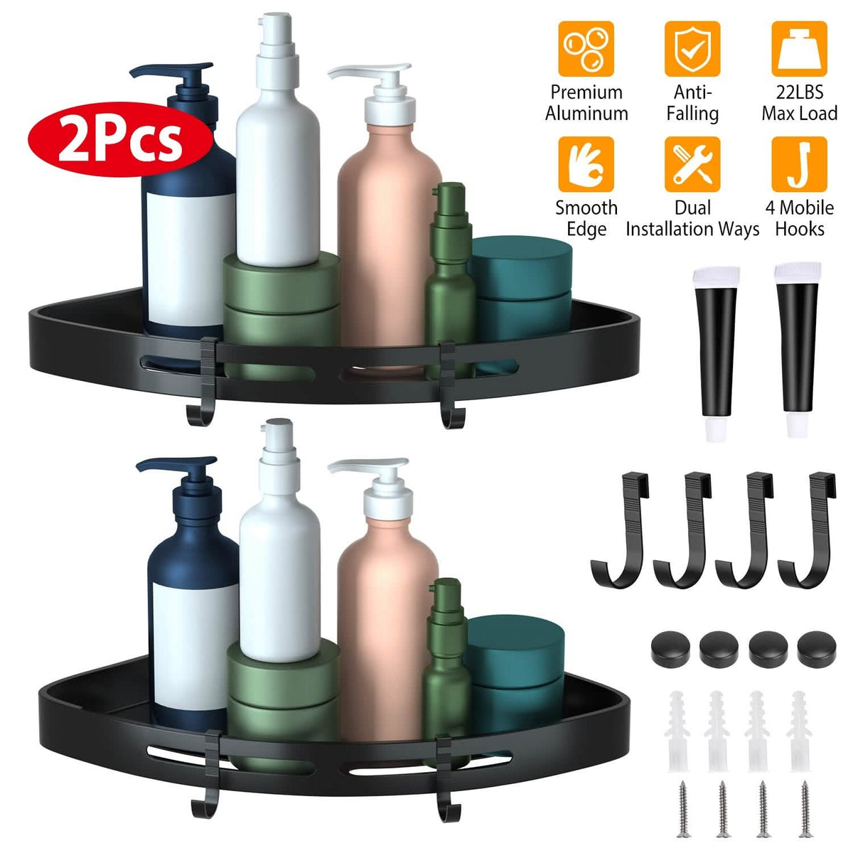 2-Piece: Corner Shower Caddy Shelf-2-Piece: Corner Shower Caddy Shelf