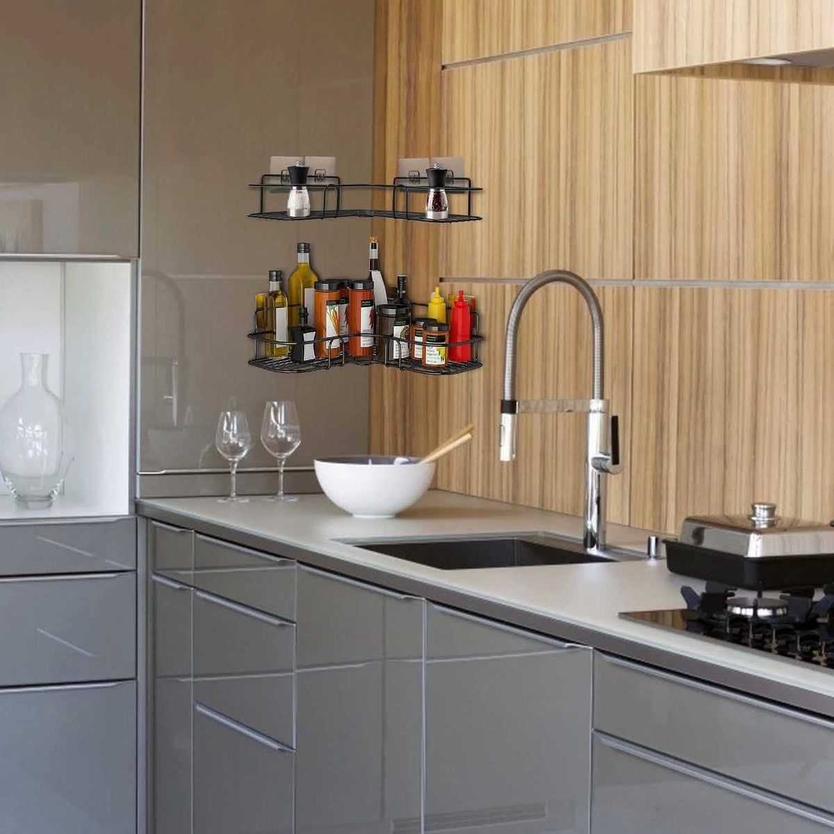 2-Piece: Corner Shower Caddy Shelves-2-Piece: Corner Shower Caddy Shelves