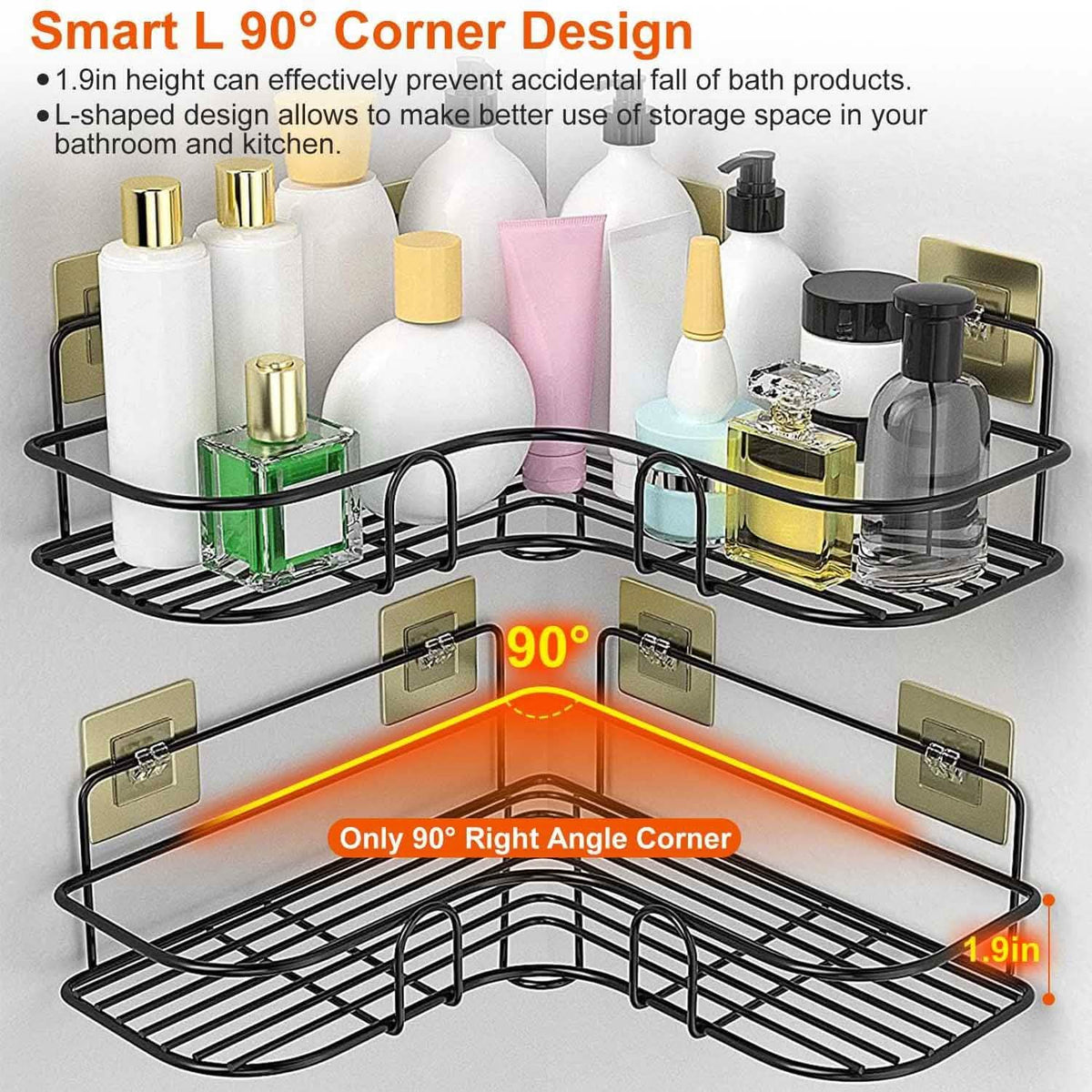 2-Piece: Corner Shower Caddy Shelves-2-Piece: Corner Shower Caddy Shelves