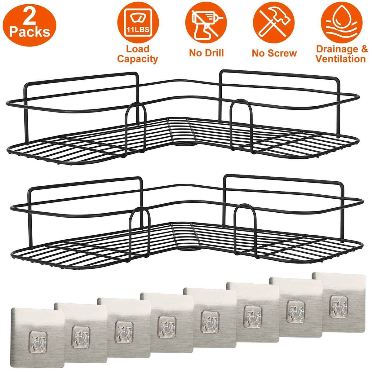 2-Piece: Corner Shower Caddy Shelves-2-Piece: Corner Shower Caddy Shelves