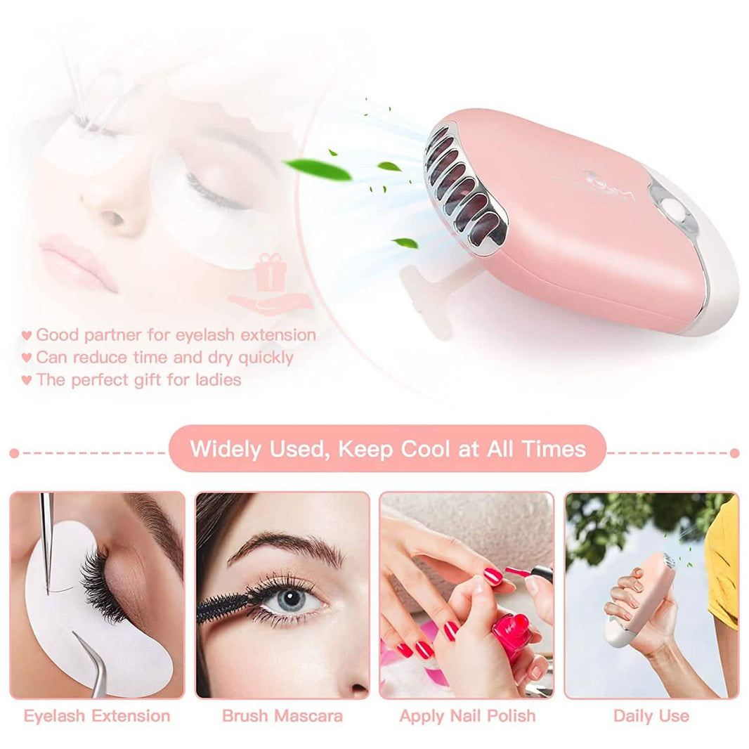 2-Piece: Rechargeable Handheld Mini Eyelash Fan-2-Piece: Rechargeable Handheld Mini Eyelash Fan