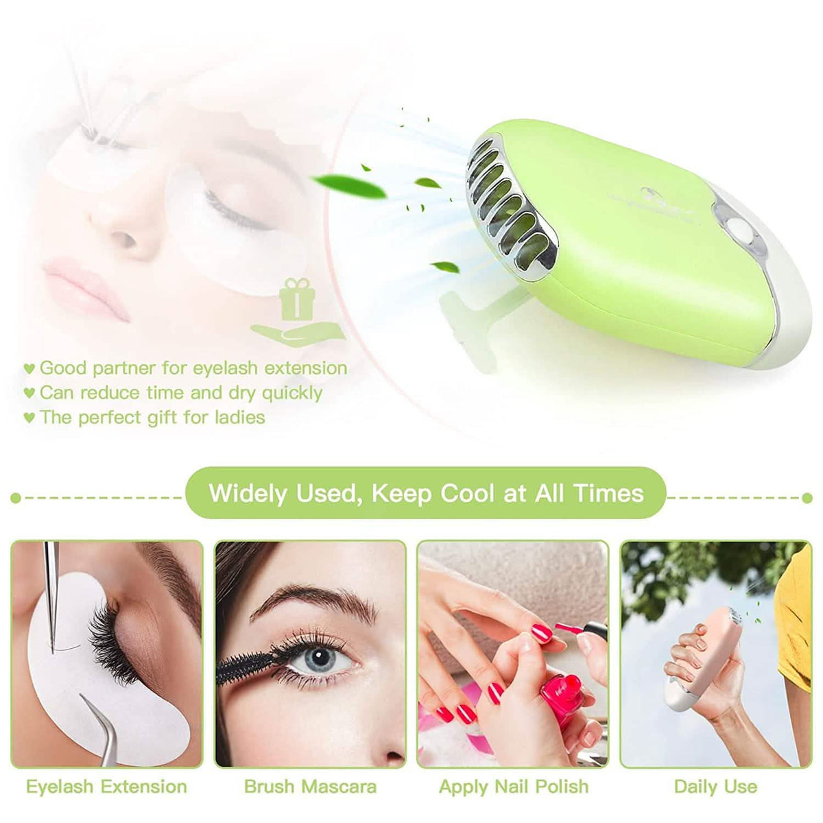 2-Piece: Rechargeable Handheld Mini Eyelash Fan-2-Piece: Rechargeable Handheld Mini Eyelash Fan