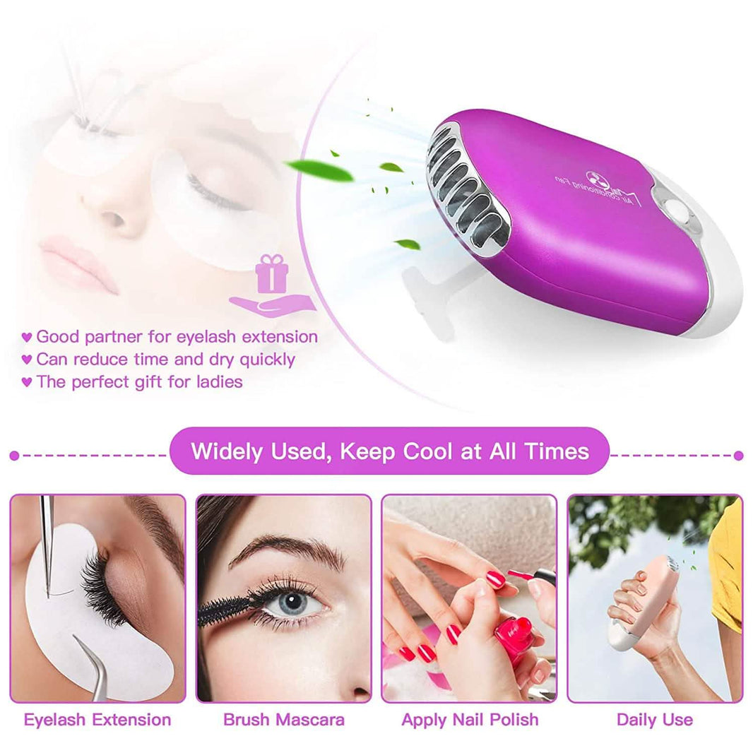 2-Piece: Rechargeable Handheld Mini Eyelash Fan-2-Piece: Rechargeable Handheld Mini Eyelash Fan