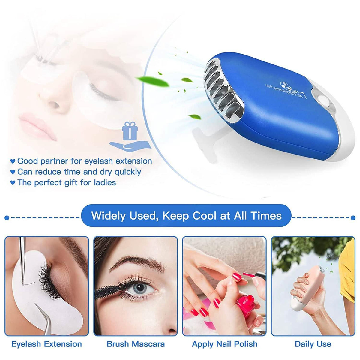 2-Piece: Rechargeable Handheld Mini Eyelash Fan-2-Piece: Rechargeable Handheld Mini Eyelash Fan